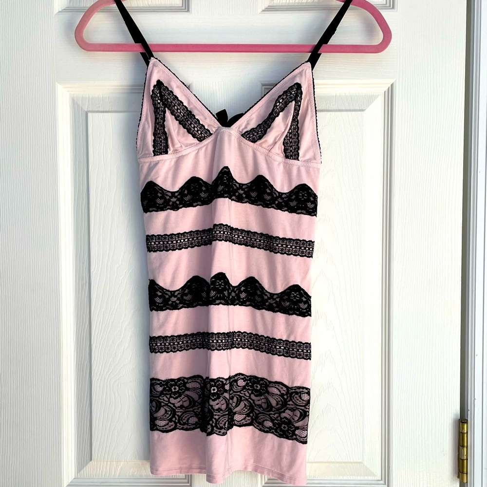 Victoria’s Secret Sexy Black Lacey Pink Lingerie Slip Medium